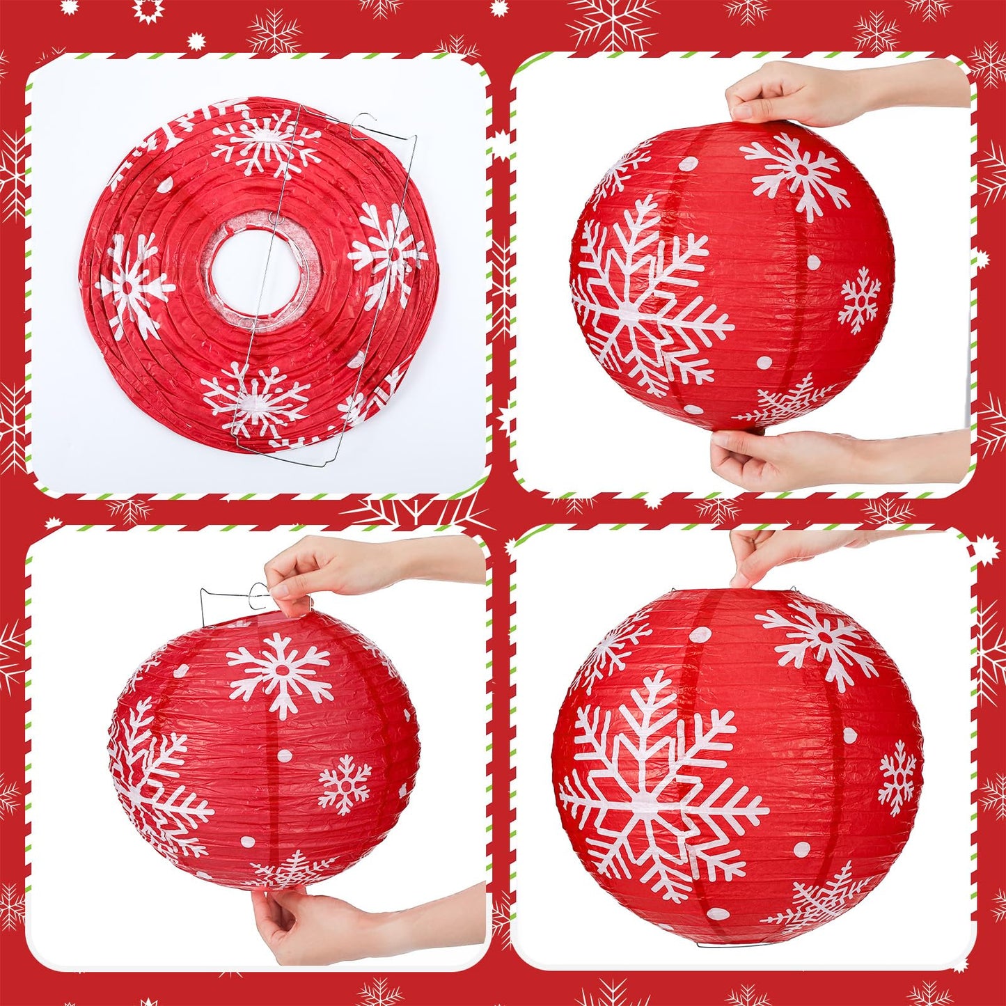 Bencailor 12 Pcs Summer Christmas Hanging Paper Lanterns Set Xmas Decorative Party Round Hanging Lamps for Summer Xmas Home Decoration Supplies Props Holiday Decor(12 Inch,Christmas Tree)