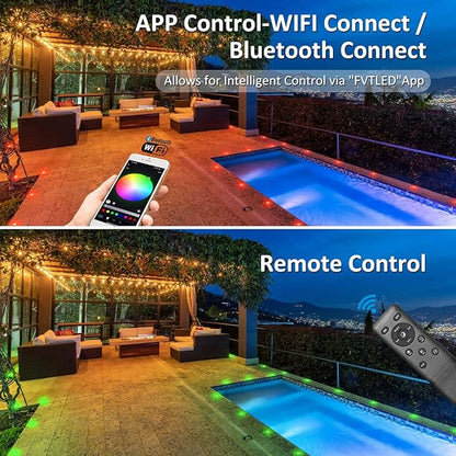 INDARUN Deck Lights Outdoor Waterproof 30 pcs, Φ1.22 RGB Smart 12V Low Voltage LED Recessed Deck Lighting with Remote, Work with Alexa/Google, Outdoor Step Stair Lights for Floor Landscape Lighting