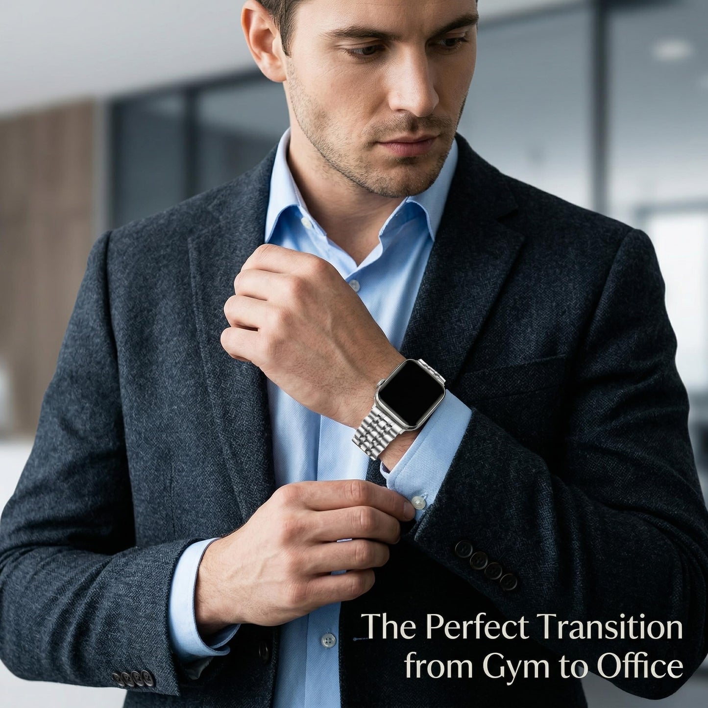 PUGO TOP Luxury Stainless Steel Band Compatible with Apple Watch Ultra 3/2/1 (49mm) & Series 11 10 9 8-1 SE 3/2/1 (46/45/44/42/41/40/38mm), Professional Business Dressy Metal Strap with Butterfly Clasp for Men Women, Adjustable Link Two-Tone Bracelet with