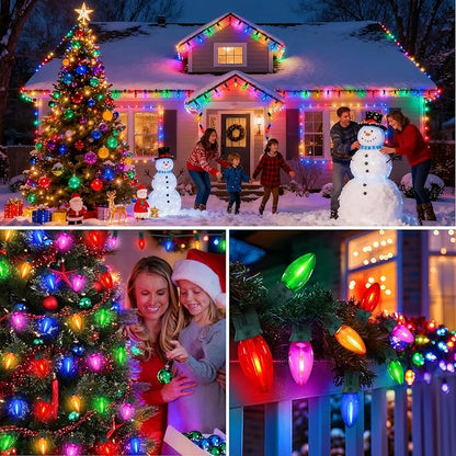 C7 Multicolor LED Christmas Lights Outdoor, 25Ft LED Colored Christmas Tree Lights Waterproof with 25+2 LED Bulbs for Indoor Outdoor Christmas Decorations for Light up Christmas Tree Home Yard, 0.6W
