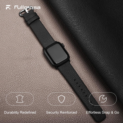 Fullmosa Leather Bands Compatible with Apple Watch Band 41mm 40mm 38mm 42mm 44mm 45mm 46mm 49mm Women Men for iWatch Series 11/10/9/8/7/6/5/4/3/2/1,Ultra3/2/1,SE3/2/1, 42mm 41mm 40mm 38mm, Black/Silver
