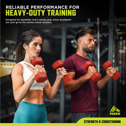 RBX 6LB Pair Hex Dumbbell Set, 3LB Each, Durable Weights with Easy-Grip Coating, Hex Design to Prevent Rolling, Compact and Portable Workout Set for Strength Training, Cardio, and Upper Body Workouts
