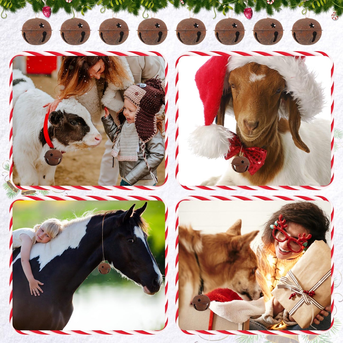 Zhengmy 8 Pcs Jumbo 3.15'' Christmas Star Cutouts Bells for Craft Large Bells Xmas Ornament Christmas Tree Decor (Rust)