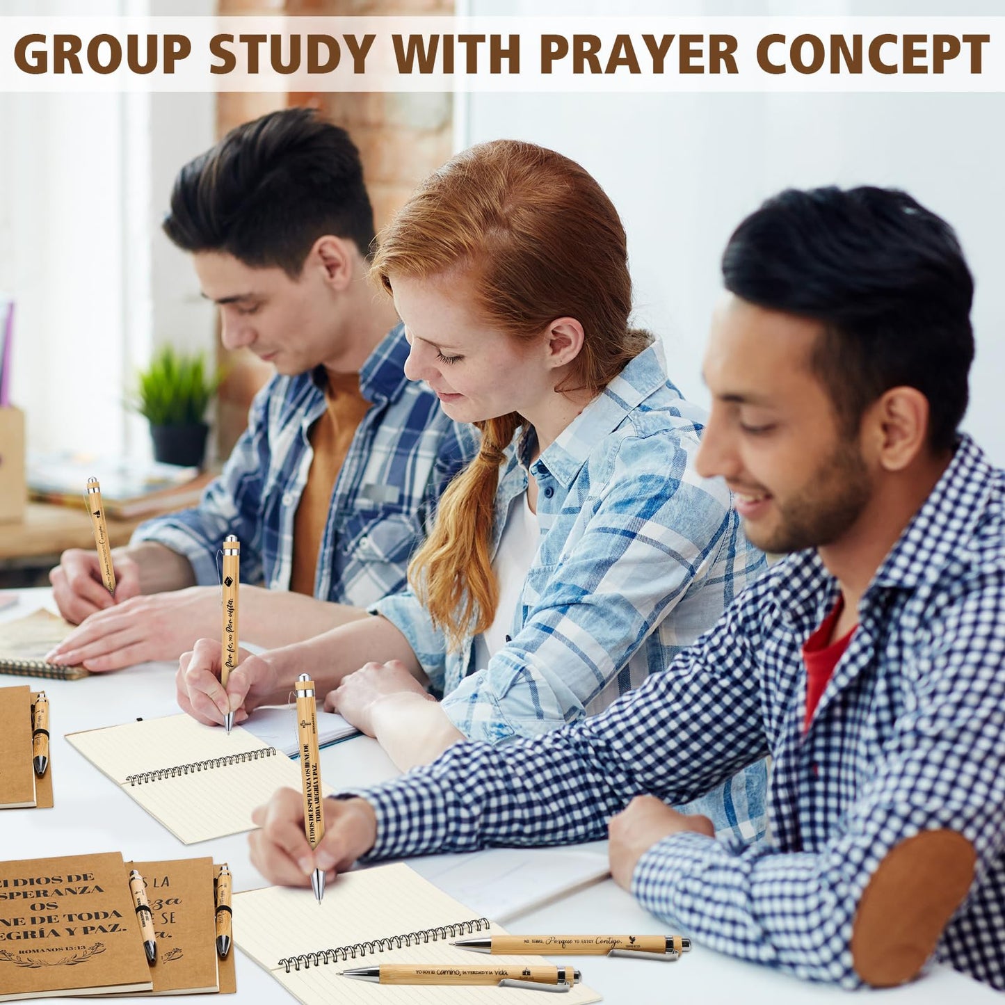Resurhang 20 Pcs/10 Sets Regalos Cristianos En Español Spanish Christian Notebooks with Pen Spanish Religious Gift Bulk Motivational Journals Inspirational Pen Thank You Gift for Church (Kraft Color)