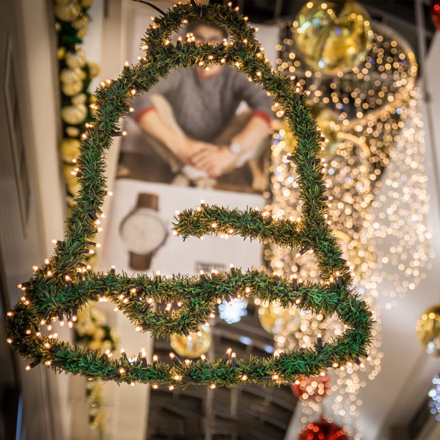 Christmas Green Garland Christmas Decorations Artificial Greenery 50 FT Non-Lit Soft Faux Pine Garland Indoor Outdoor Holiday Decor for Tree Stair Railing Front Door Window Mantle Fireplace Home Party