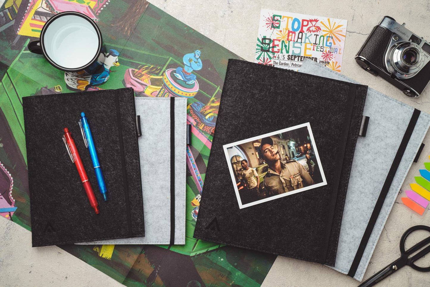 Eco-Friendly Folio Cover Compatible with Rocketbook, Moleskins, Notebooks and Journals - with Adjustable Pen Holder, Organizer Pockets, Business Card Holder - Letter Size 8.5 x 11(Carbon Gray)
