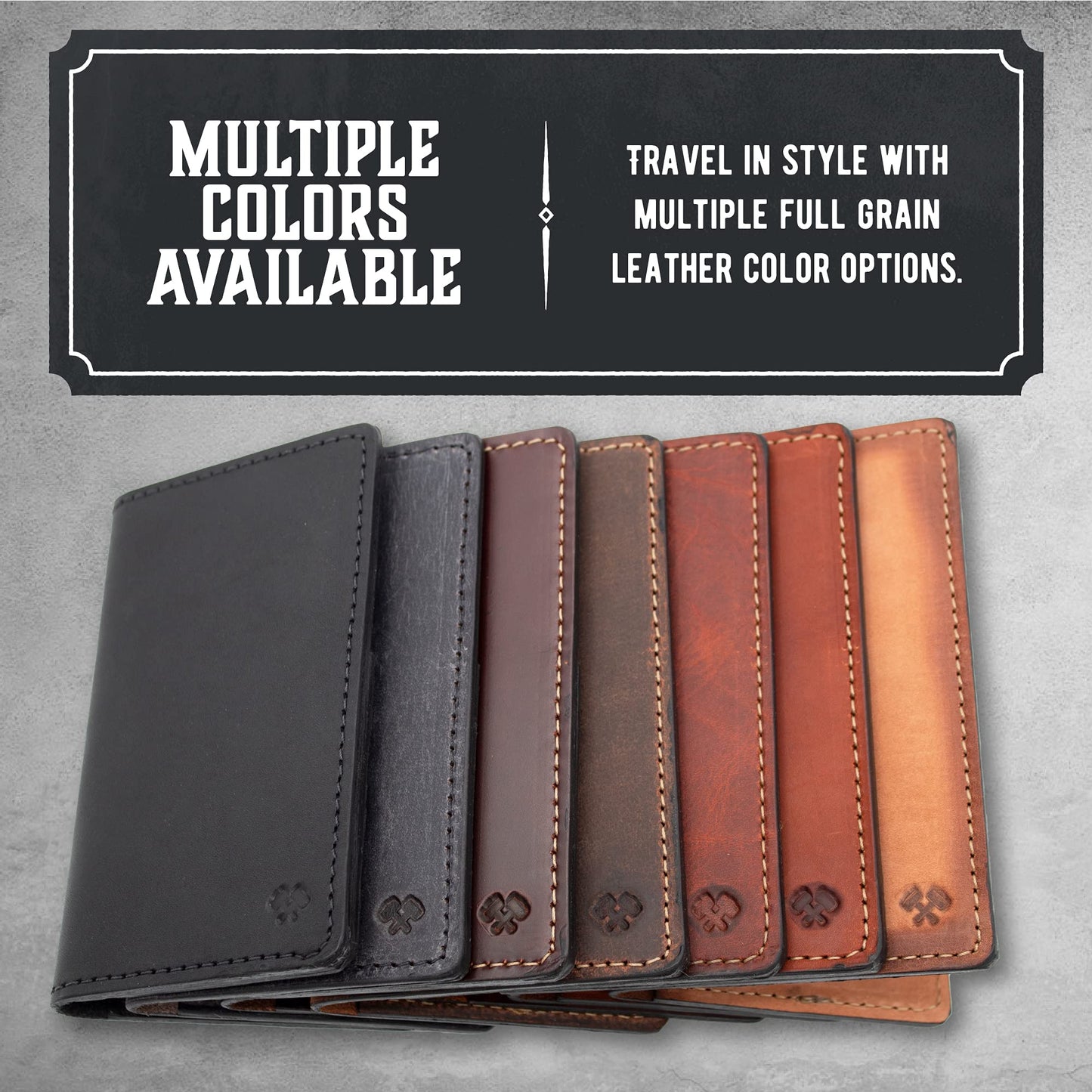 Leather Passport Holder for Men | Made in USA | 3.5" x 5.5" Field Notes Cover | Whiskey Barrel Brown