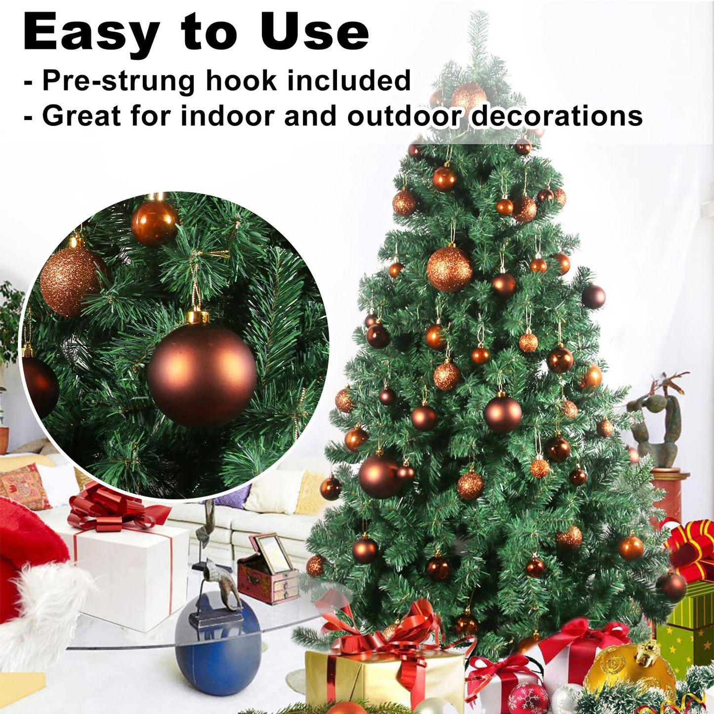 Bronze 3.2" Large Christmas Balls - Christmas Tree Decoration Ornaments Shatterproof Hanging Balls for Birthday Halloween Holiday Wedding Decorations Set of 24pcs