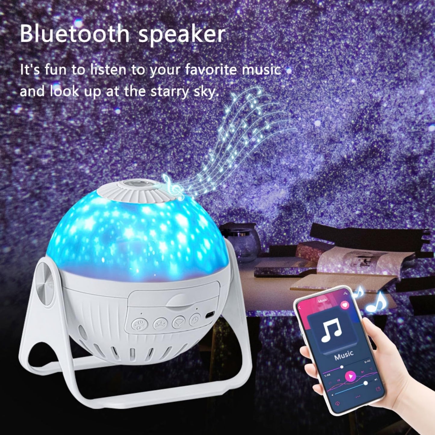 Star Projector, 7 in 1 Galaxy Projector, Night Light for Kids Bedroom, Ceiling, Projector with Bluetooth Speaker, Remote Control & White Noise, Timer 360° Rotating, Christmas, Room Decor (Bluetooth)
