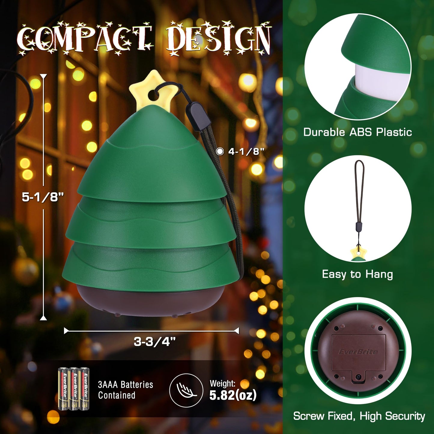 Christmas Gift EverBrite Christmas Tree Lantern 3 Pack, 5 Light Modes Holiday Decoration Presents for Women and Men, AAA Batteries Contained Stocking Stuffers, Christmas Lights Indoor & Outdoor