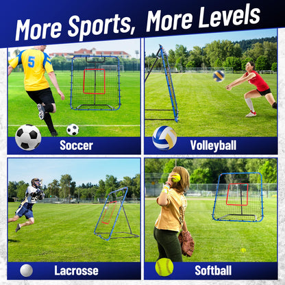 SPOYNAL Baseball Rebounder Net 4 x 4.5 FT Baseball Training Equipment Base Ball Bounce Back Net with 5 Return Angles Softball Pitching Net Fly Ball Line Drive Ground Ball Training Net for Fielding