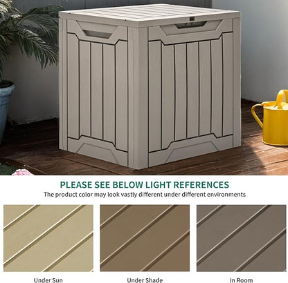 YITAHOME Outdoor Resin Storage Box 31 Gal, Water-resistant Patio Deck Box Outdoor Storage Box for Pillows, Garden Equipment, Securely Lockable, Light Brown