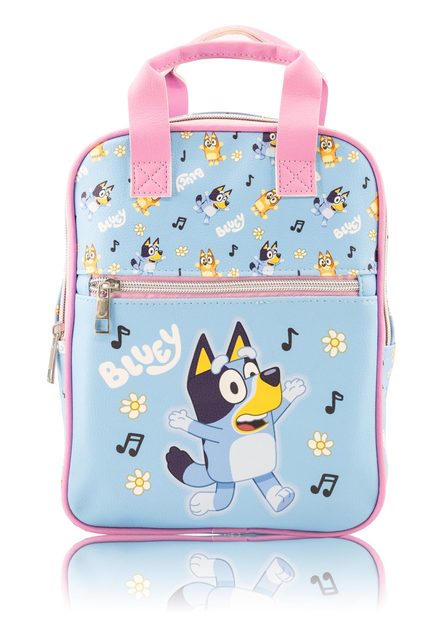 Fast Forward Bluey Mini Backpack for Kids & Adults | 10" PU Leather Bluey Backpack Purse Featuring Bluey | Toddler Travel Bag, Small Backpack Bookbag for School, Travel, or Everyday Use | Ages 3+