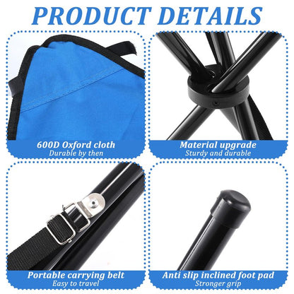 KKONHII Small Travel Folding Camping Stool,17 Inch Folding Outdoor Tripod Seats Blue Portable Camping Stool for Garden Planting Party Hiking Golf Mountaineering Picnic Beach