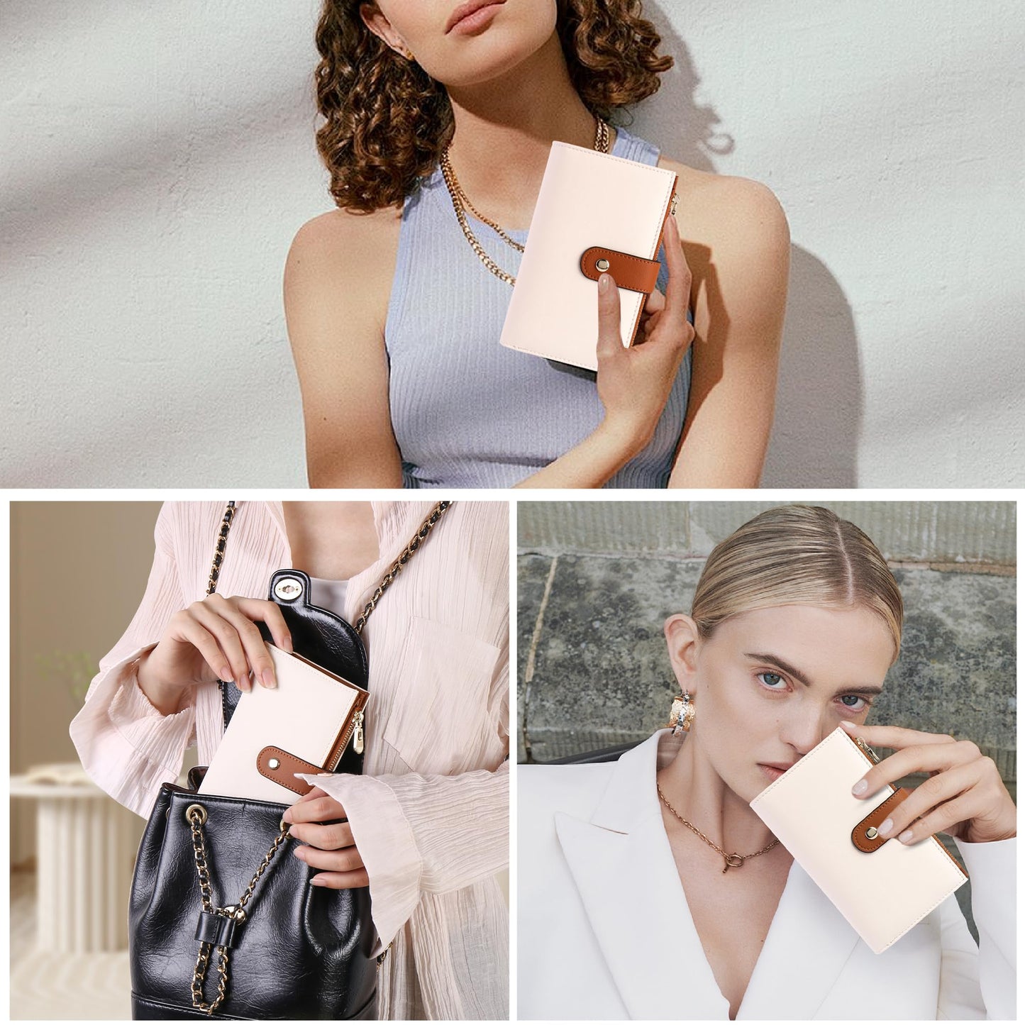 yiijay Women's Wallets RFID Blocking Leather Trifold Clutch Wallet Credit Card Holder Ladies Travel Wallet Purse with Pen Holder