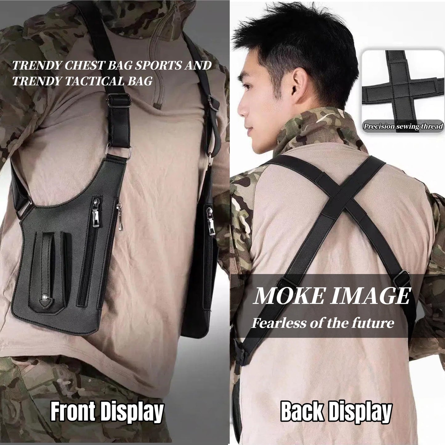 Tactical Double Shoulder Armpit Bag,Anti-Pickpocket Hidden Strap Wallet,Adjustable Leather Armor Crossbody Pack Multi-Pocket (Army Green)