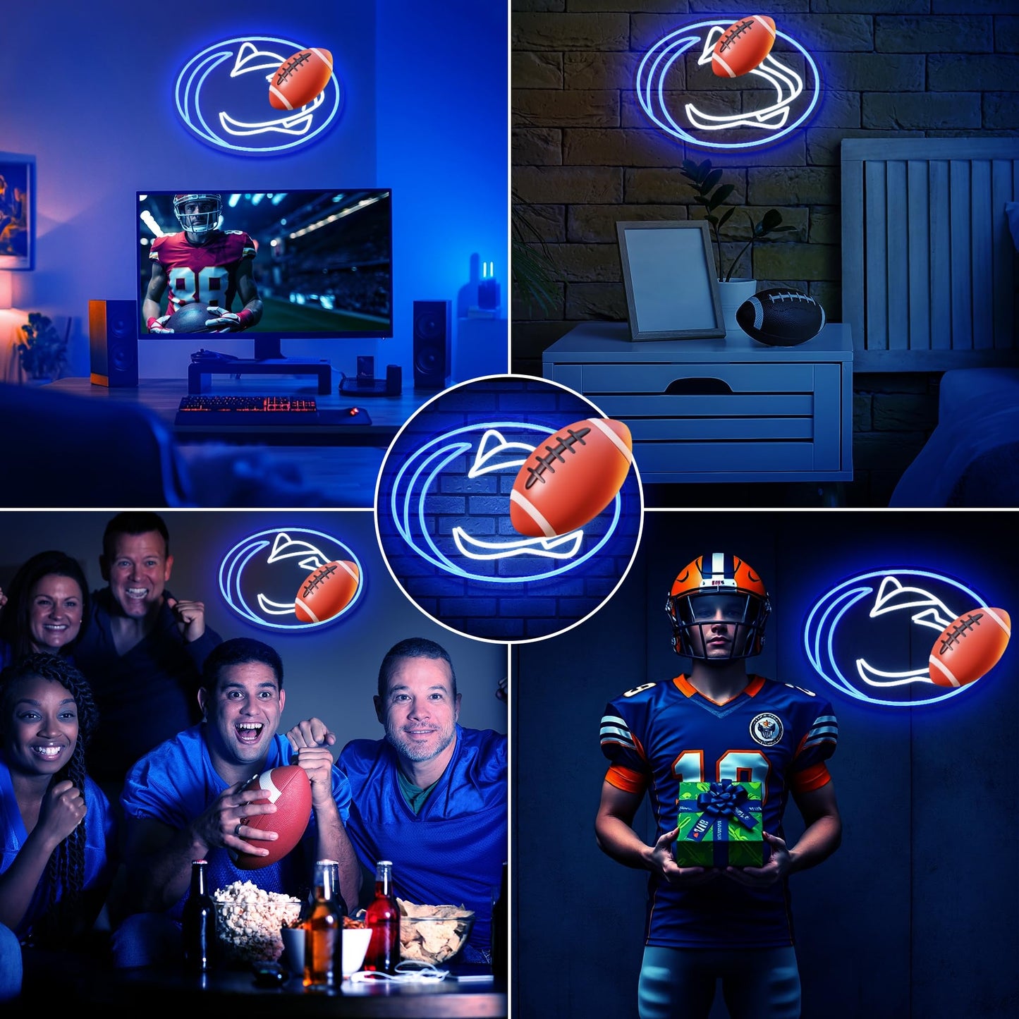 University Team Neon Sign, Light Up Dimmable College State Football SoccerTeam Logo Led Neon Sign Light Hanging for Wall Decor, Bedroom, Dormitory, Man Cave, Birthday Christmas Gift