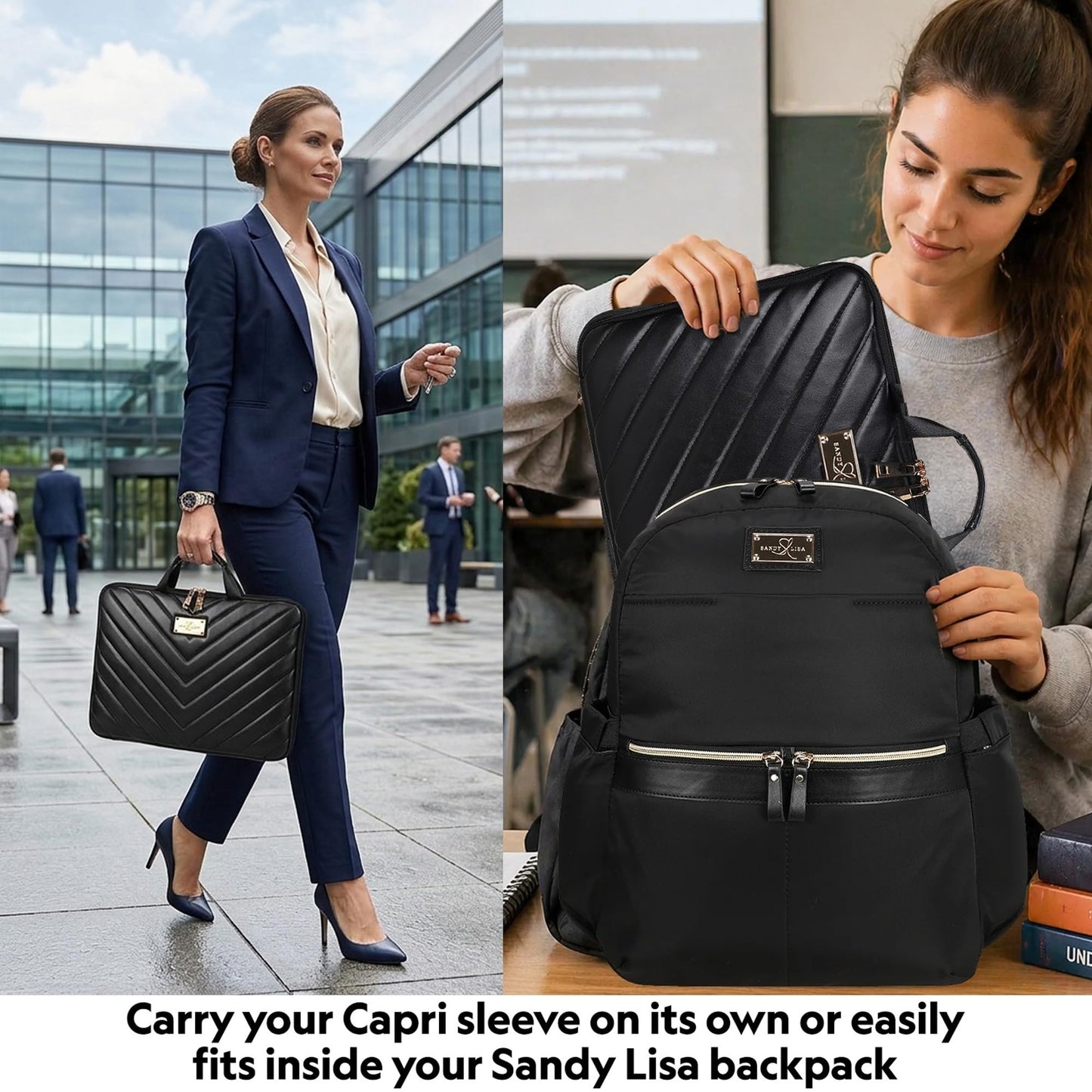 SANDY LISA Capri Women Laptop Sleeve |Compatible with MacBook Pro 14 inch | MacBook Air/Pro 13-13.3 Notebook | MacBook Air M2 13 inch | Buttery Soft Padded Chevron - Black