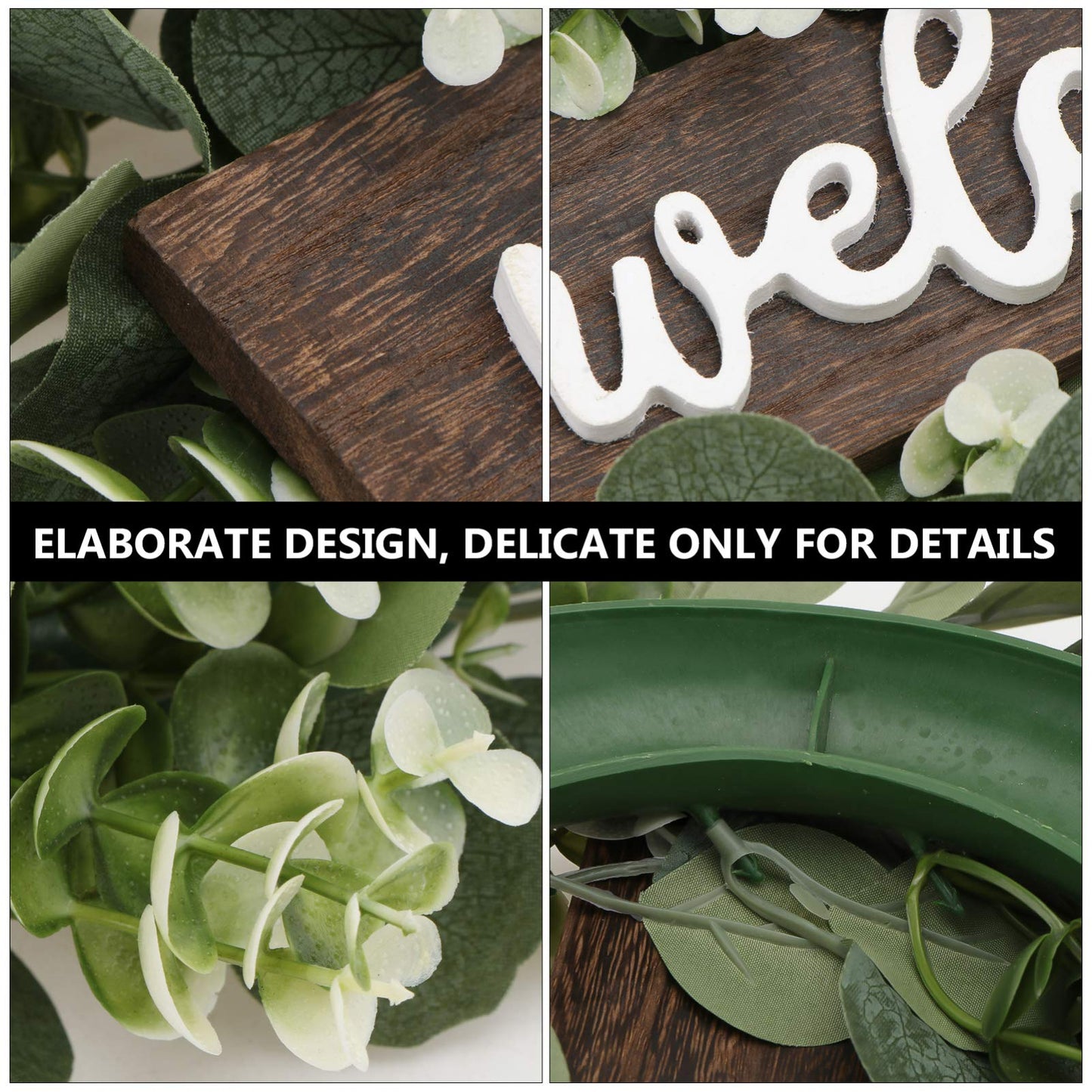 Spring Summer Garland Welcome Sign Artificial Eucalyptus Wreath Rustic Front Door Sign for Farmhouse Porch Front Door Decorations Welcome Eucalyptus Wreath