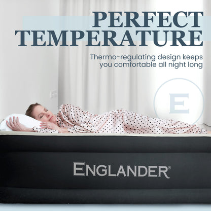 Englander Twin Air Mattress - Double High, 300 LB Capacity Luxury Camping Mattress with Built-in Pump, Waterproof and Microfiber