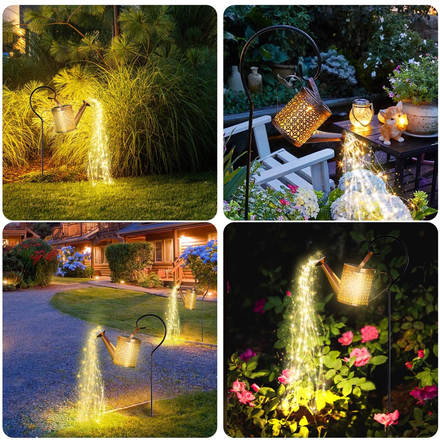 SRNPMIU Solar Watering Can Light - Solar Yard Decorations Outdoor,Garden Decor Lights for Yard,IP65 Waterproof Hanging Lantern Lights,Outside Garden Flower Bed Decor Light for Moms Birthday