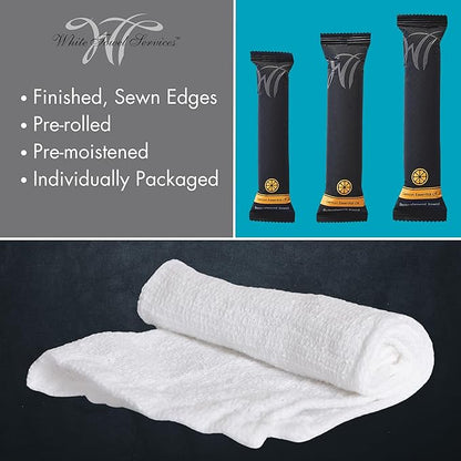 White Towel Services 8" x 8" inch Moist Cotton Towel Individually Wrapped