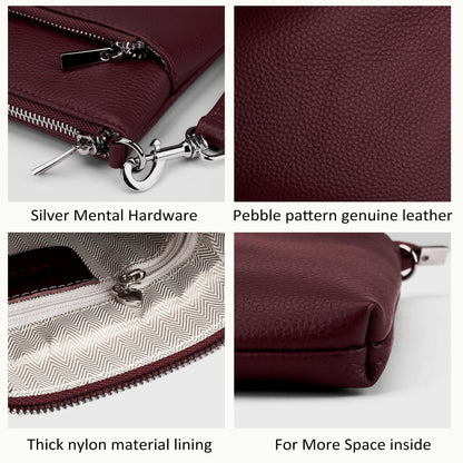 befen Genuine Leather Small Crossbody Bags for Women Travel Cross Body Bags Lightweight with Adjustable Shoulder Strap, Burgundy Red