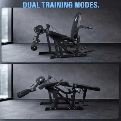 LIONSCOOL Leg Extension and Curl Machine V4.0, 800lbs Capacity Adjustable Seated Leg Extension, Lying Leg Curl Bench, Cable Operated 2” Plate Loadable Lower Body Exercise Equipment for Home Gym
