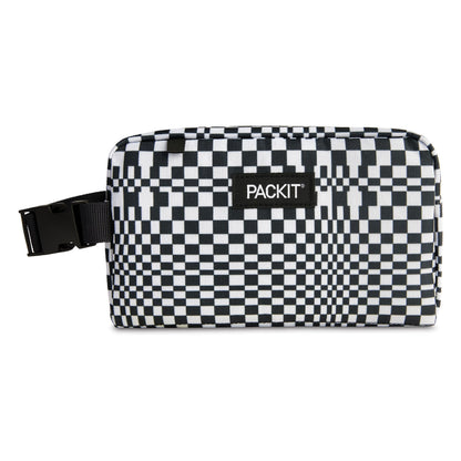 PackIt® Freezable Snack Box, Checked Out, Built with ECOFREEZE Technology, Collapsible, Reusable, Zip Closure with Buckle Handle, Designed For Work Snacks, Fresh Snacks On the Go, Adults, and All Ages
