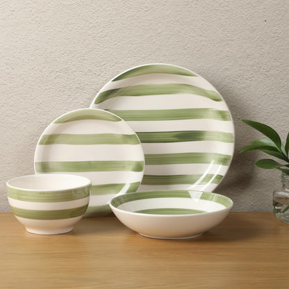 Gibson Home Queenslane 16 Piece Double Bowl Plates and Bowls Dinnerware Sets - Matte Blue