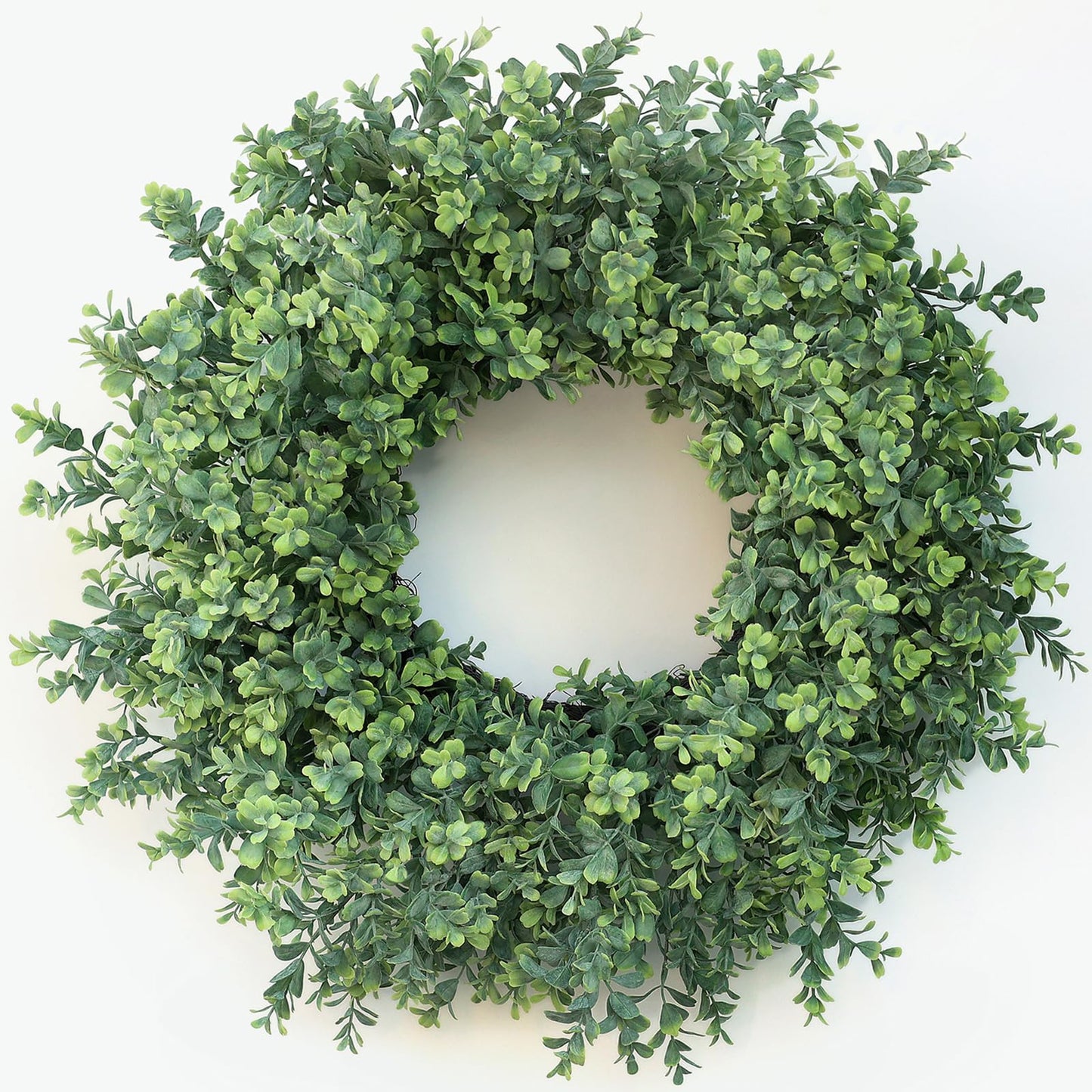 26" Artificial Boxwood Wreath Fake Plant for Front Door Decor(Green)