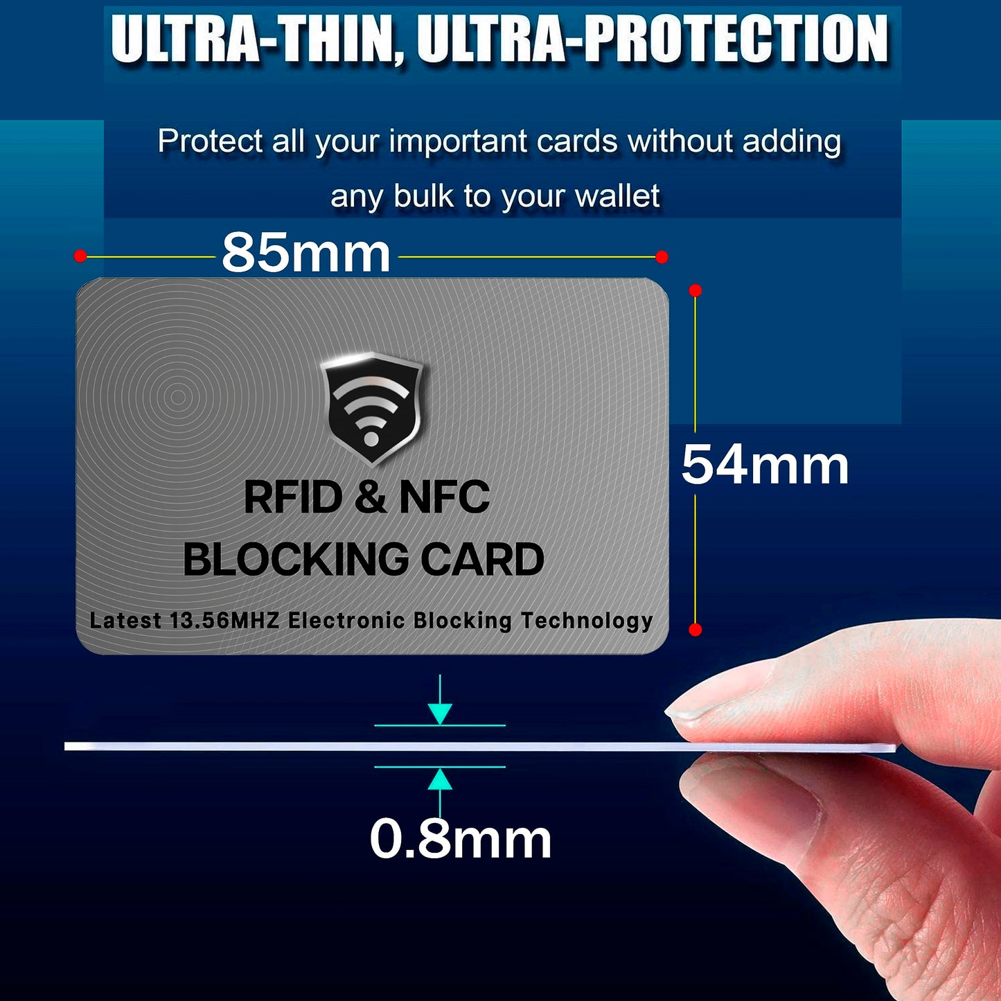 SaiTech IT 5 Pack RFID Blocking Cards, One Protects Entire Wallet Purse, NFC Contactless Bank Debit Credit Card Protector ID ATM Guard - Grey