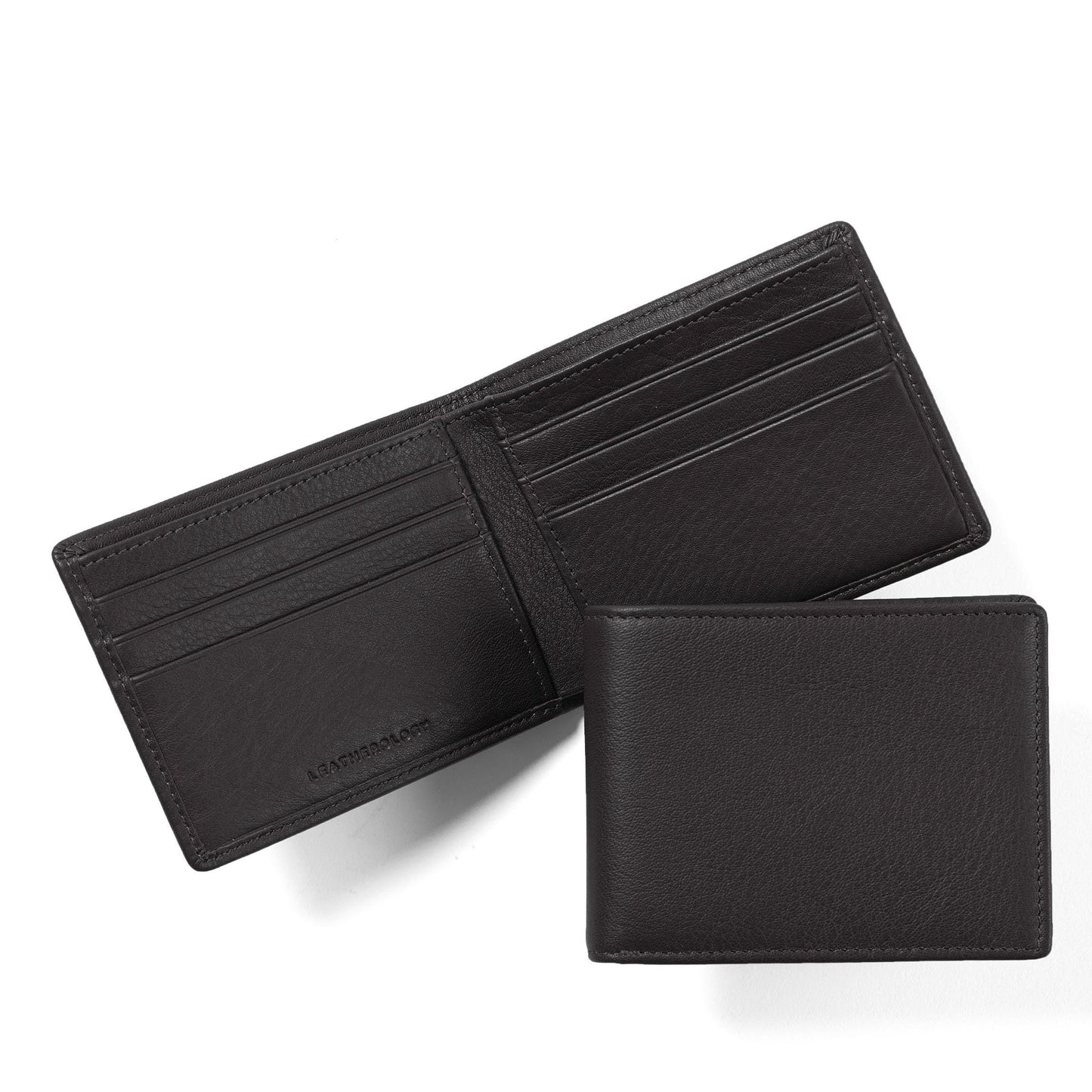 Leatherology Black Onyx Thin Bifold Wallet for Men – Slim Front Pocket Wallet with 6 Card Slots, Bill Compartment & 2 Interior Pockets – Minimalist Leather Wallet