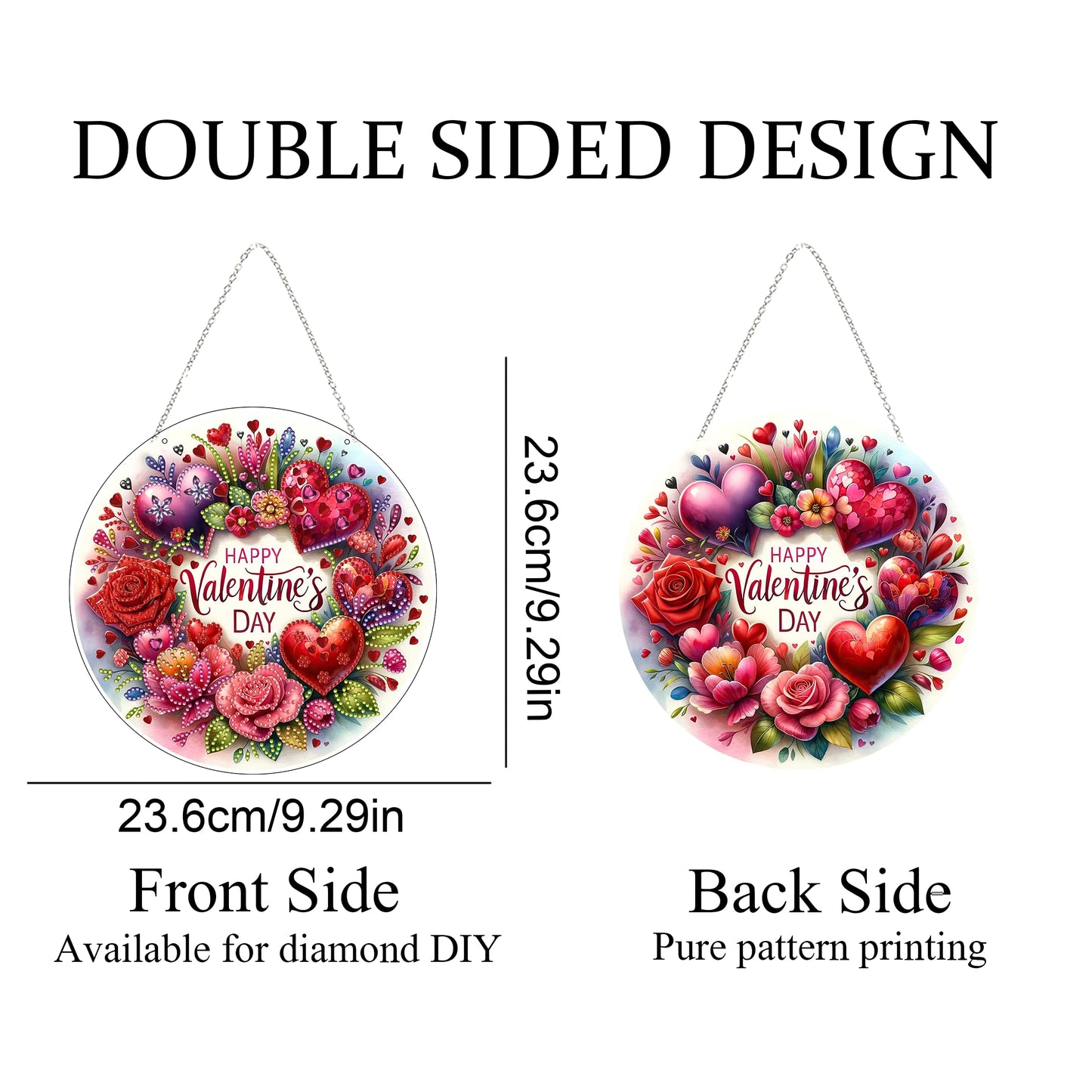 JJFox Diamond Art Hanging Kit for Adult,Special Shaped Rhinestone,DIY Acrylic 5D Diamond Art Painting Window Pendants Home Garden Wall Hanging Kits Hanging Ornament,Double Sided. (Love)