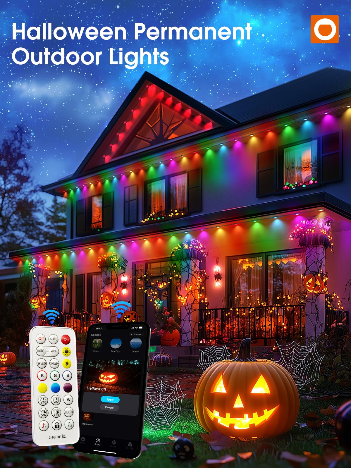 addlon Permanent Outdoor Lights, 100FT with 50 Dual-LED, Cuttable & Extendable, Remote & App Control RGB Eave Light, IP67 Waterproof Outdoor Lighting for House, for Halloween Décor, Christmas Light