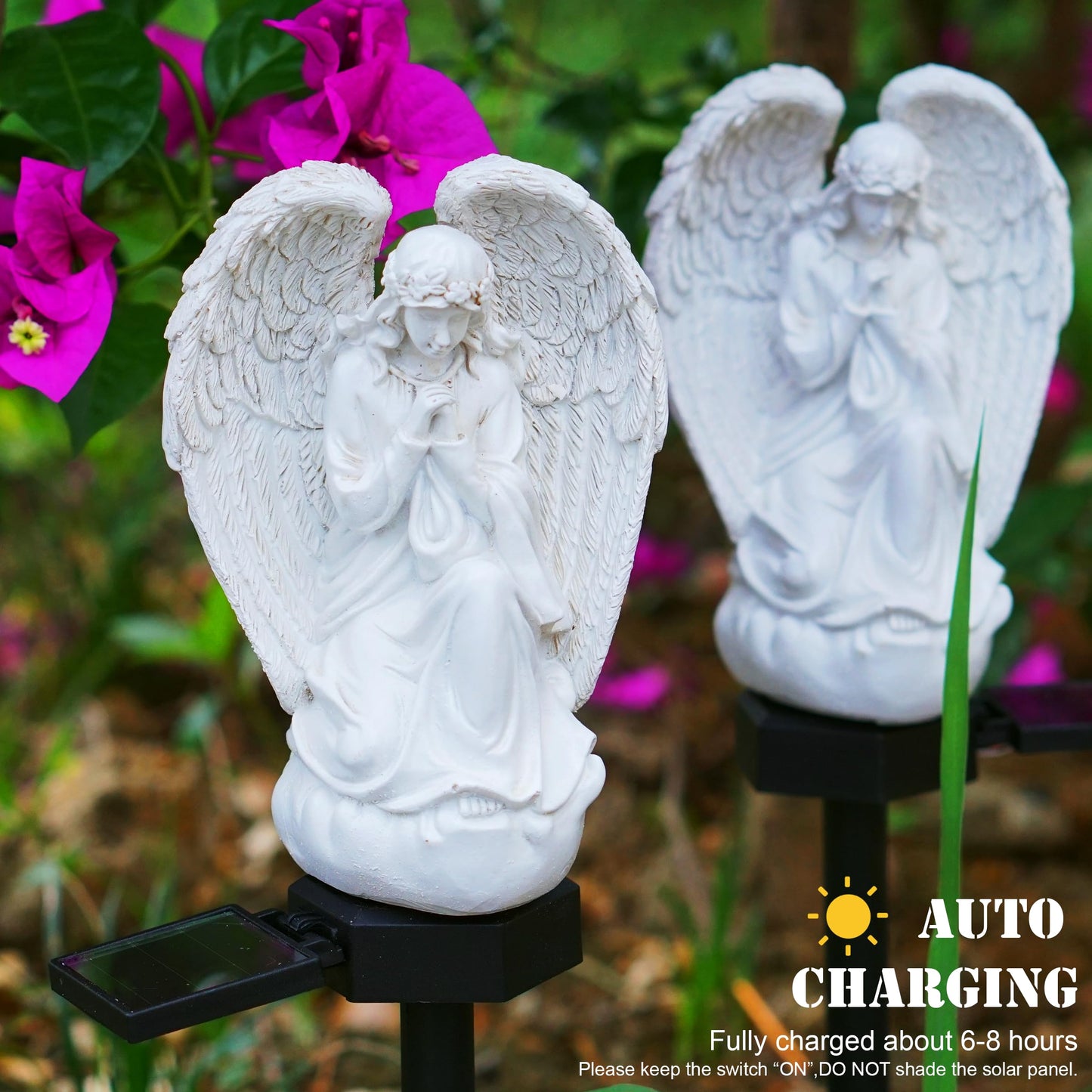 LEAHPENG Angel Solar Lights Outdoor Garden Waterproof Decorative Stake Light for Yard Patio Pathway Lawn Ornaments Garden Decor Christian Christmas Decorations Gifts