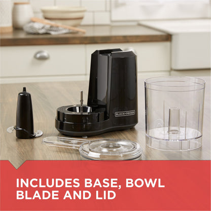 BLACK+DECKER 1.5-Cup Electric Food Chopper, One Touch Pulse, 150W Motor, Mini Food Processor, Stay-Sharp Blade, Dishwasher Safe