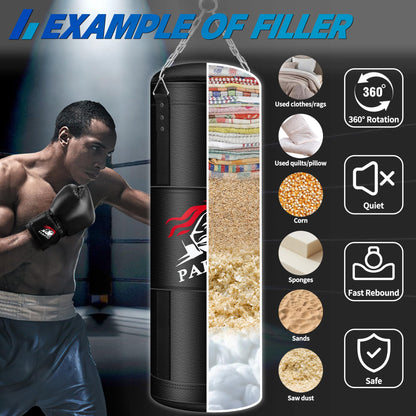 4FT Hanging Punching Bag for Adults, New Upgrade Heavy Unfilled PU Boxing Bag Set with 12oz Boxing Gloves, Punch Bag for MMA Karate Kickboxing Muay Thai Training