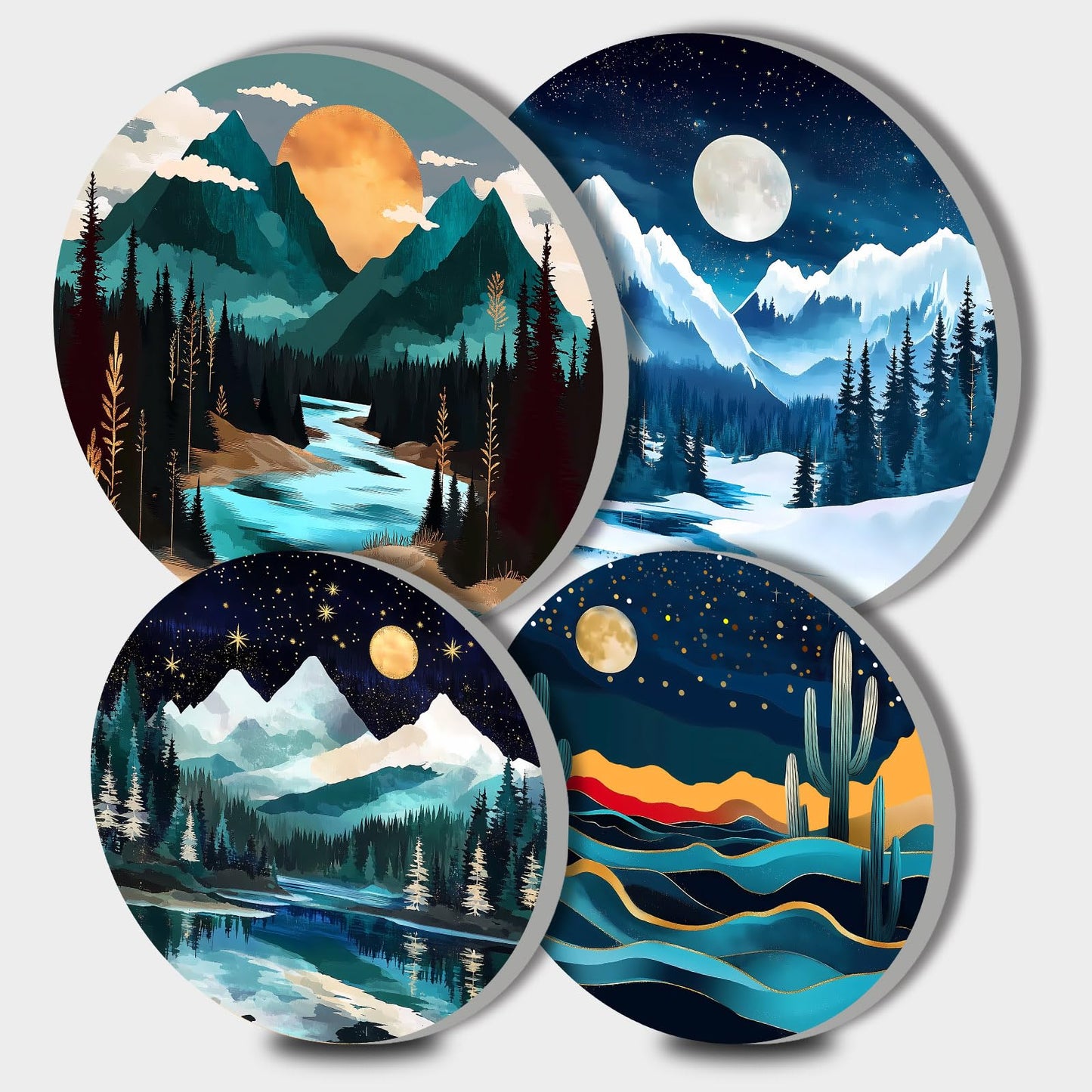 Tucocoo Desert Night Burner Covers for Electric Gas Stove Burners,8 Inches and 10 Inches,Morning Stars Landscape Electric Stove Burner Covers,Round,Range,Cooktop,Set of 4 Decorative Kitchen Decor