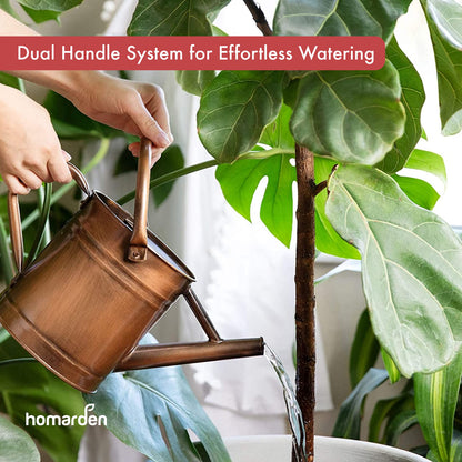 Homarden 1 Gallon Watering Can - Decorative Garden Watering Can for Indoor and Outdoor Plants - Removable Spout - Dual Handles for Easy Pour - Plant Waterer for Flowers and Bonsai Trees - Copper