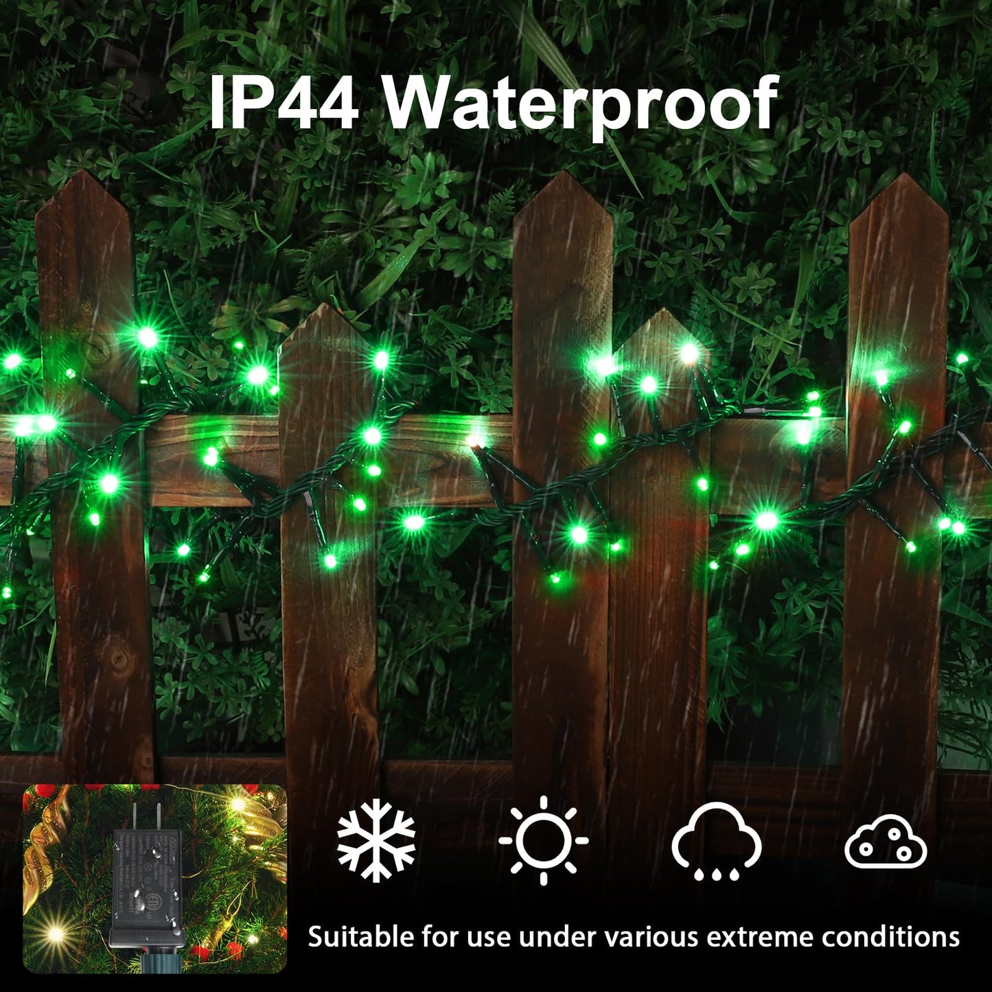 LAMPHOME Green String Lights, 46ft 500 LED Plug-in Green Fairy Lights, 11 Modes Twinkle Christmas Lights, Waterproof Lights LED String for Indoor Outdoor Grinch Tree St Patricks Day Decor