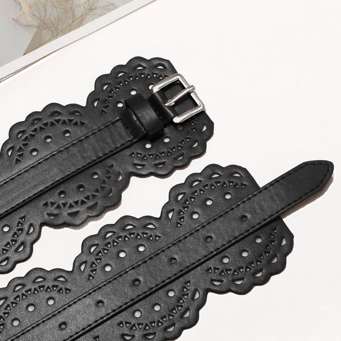 XZQTIVE Women Wide Belt For Dresses Vintage Chunky Belts Thick Leather Waist Belt With Prong Buckle