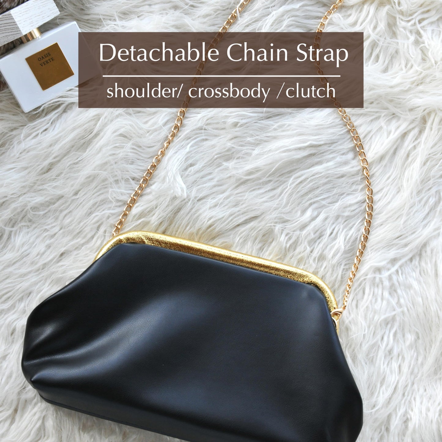 Women's Evening Clutch Purse with Detachable Chain Strap Soft Faux Leather Shoulder Bag for Evening Party,Wedding,Night Out (Black)
