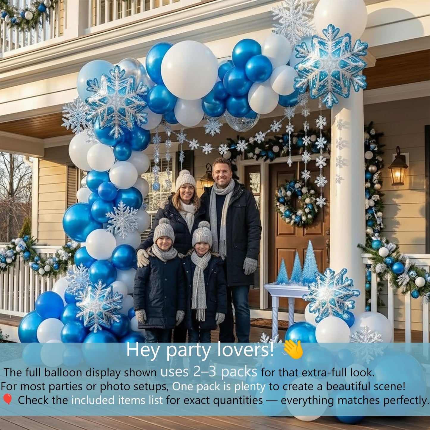 Winter Wonderland Balloon Garland arch kit 120Pcs large Snowflake Chrome Blue white Balloons For Snow Queen Princess Boy Birthday Party Baby its cold outside baby shower decorations