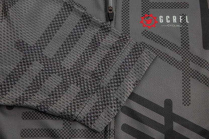 GCRFL Men's Cycling Jersey Set Road Bike Shorts Sleeves Jersey Zipper Pokcet Bib Shorts with Padded, Cycling Clothing kit Men (Grey, L)