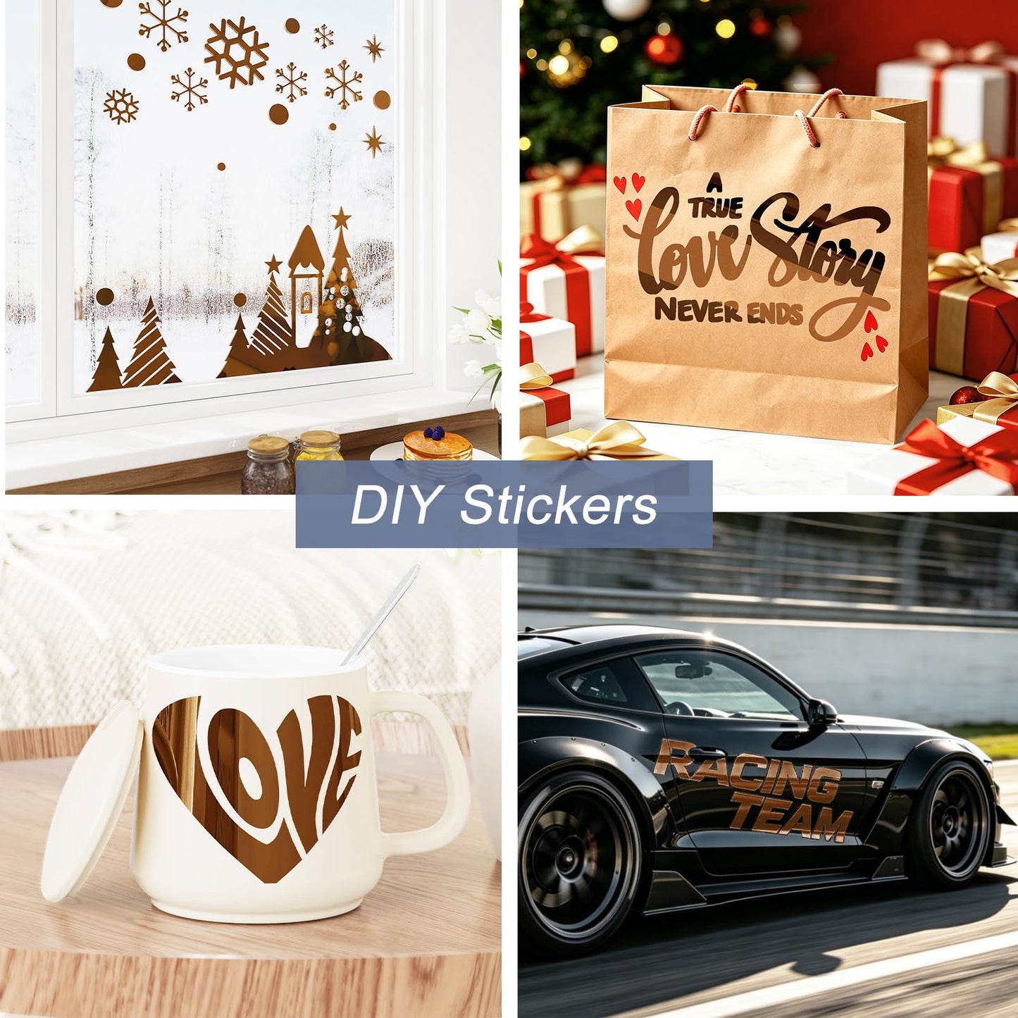 WESTICK Glossy Brown Mirror Stickers Self Adhesive Flexible Mirror Film Peel and Stick Mirrors Contact Paper Tawny Metallic Permanent Vinyl Wrap for Cabinets Appliances Shelf Liner DIY Decor 15.8"X80"