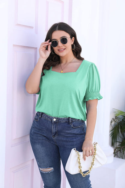 WIHOLL Womens T Shirts Short Sleeve Loose Fit Summer Spring Blouses Fashion Aqua S