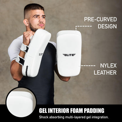 Elite Sports Muay Thai Kickboxing Training Pad for Kickboxing,MMA,Taekwondo,Karate. Ideal for Punches,Knees, and Kicks in Martial Arts Training (Solid White)