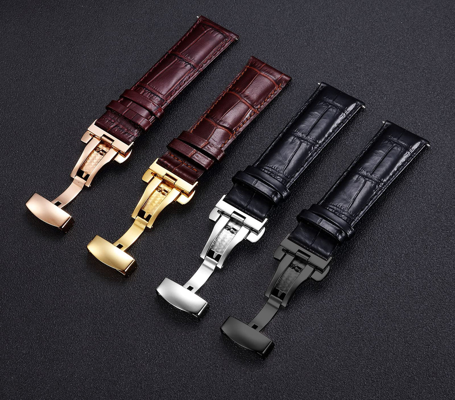 BINLUN Stainless Steel Deployment Clasp Replacement Watch Clasp Buckle for Leather Watch Bands Straps in Gold,Rose Gold,Silver,Black(12mm,14mm,16mm,18mm,20mm,22mm)