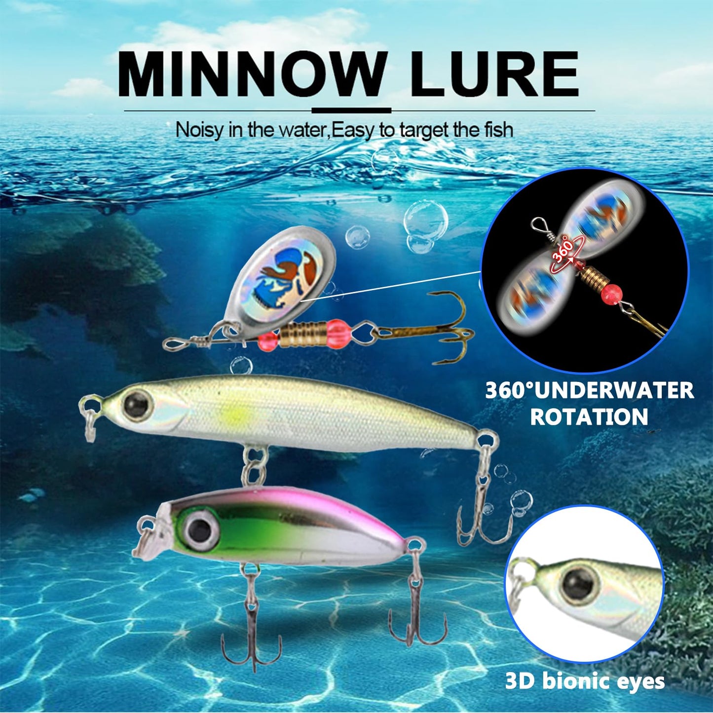 Kivinia 114 PCS Fishing Gear Lure Kit Including Crankbaits, Spinnerbaits, Plastic Worms, Jigs, Hooks, Weights, Topwater Lures, Tackle Box and More, Fishing Tackle Box for Freshwater and Saltwater